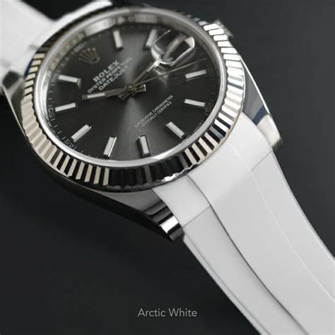 rolex datejust white dial rubber strap|19mm rolex rubber watch strap.